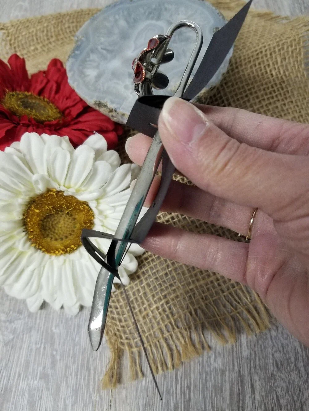 Red Metal Flower Bookmark